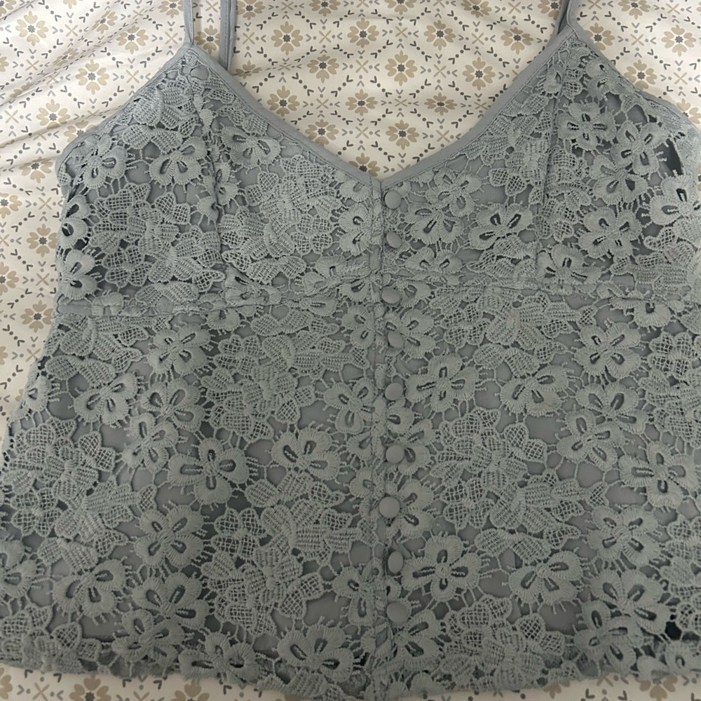 Floral Lace Camisole Top - light blue
